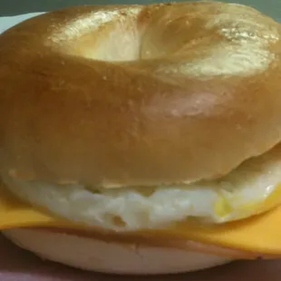 Turkey, egg, and cheese bagel