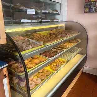 a display of a variety of donuts