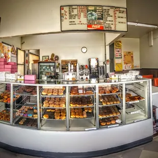a display of a variety of donuts