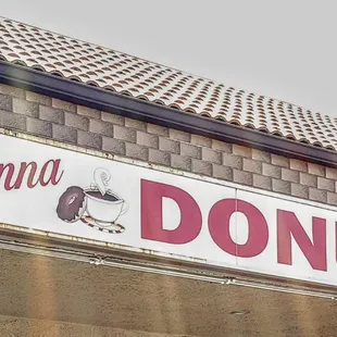 a sign for a donut shop