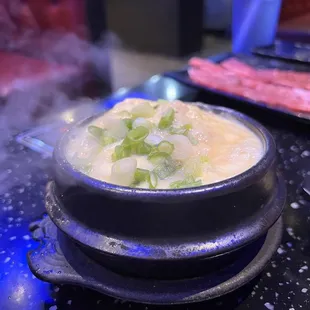 a hot pot of food