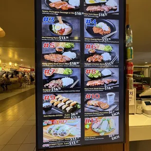 a menu at a restaurant