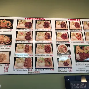 The menu on the wall! Helpful to see the actual prices, and what you get.