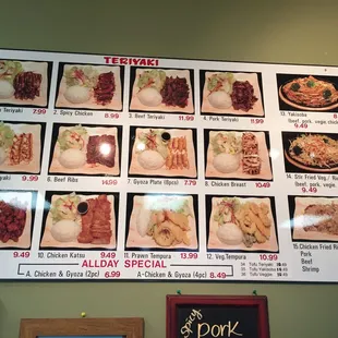 The menu on the wall pt 2. Helpful to see the actual prices, and what you get.