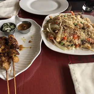 7. Satay Chicken and 54. Combination Fried Rice