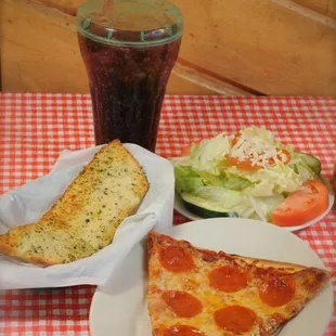 Slice, Salad, Garlic Stick, Coke