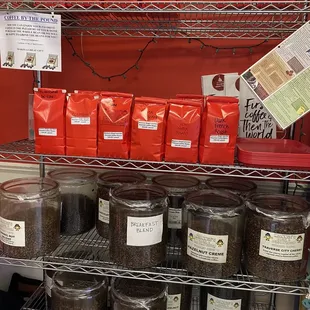 a display of coffee beans