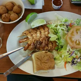 The grilled shrimp with salad instead of fries.