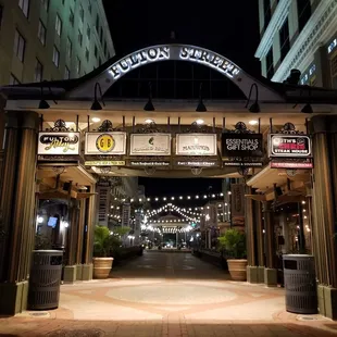 entrance at night