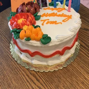 Birthday cake with Autumn flowers