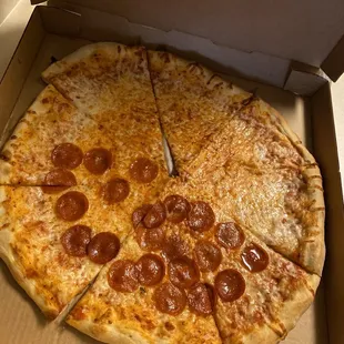 Large half cheese and half pepperoni