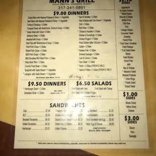 sushi and sashimi, menu