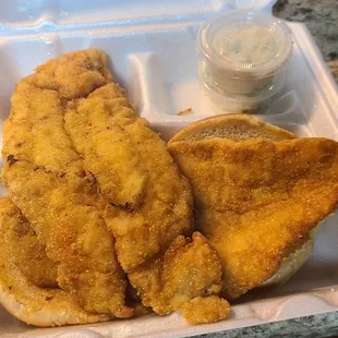 Catfish Filets are huge. Comes with 2 sides of your choice.
