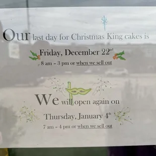 Closed until January 4th