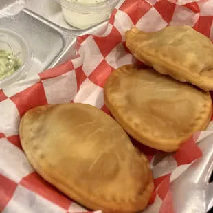 (Pasteles) Mixed Mini wheat empanadas. Cheese, Chicken and Beef