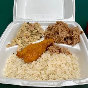 Best of both worlds! Chicken with cilantro and pulled pork!
