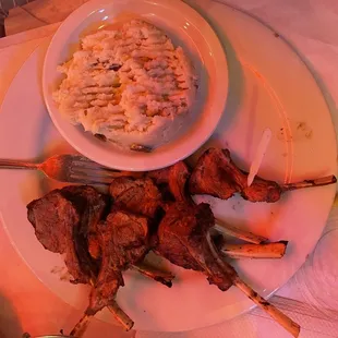 Rack of lamb -- perfection with Garlic Mashed Potatoes!