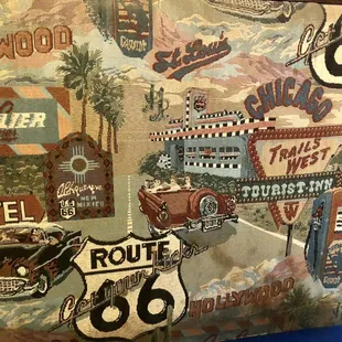 booth seating fabric print. Old school