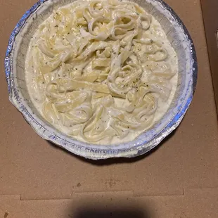 It&apos;s supposed to be chicken Alfredo. Fettuccine Alfredo