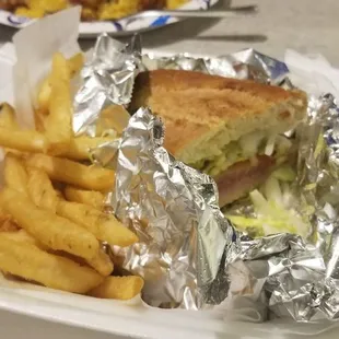 Baked Italian sub and fries