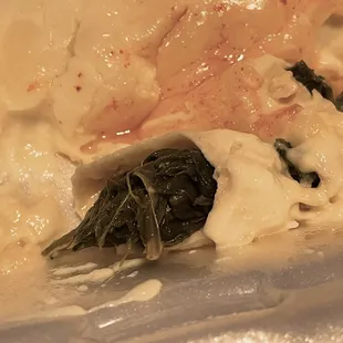 Inside spinach enchilada