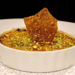 Pistachio crème brulee