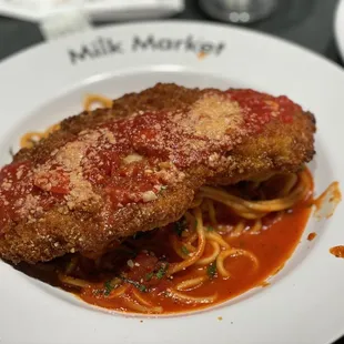 Spaghetti marinara with Chicken parm