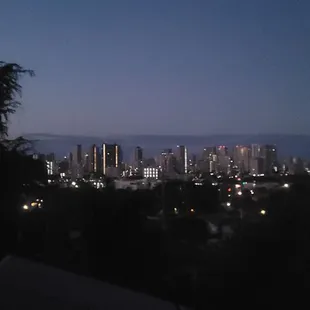 View of Waikīkī at sunrise from the Davies room.