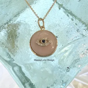 Pink coral &amp; Diamond evil eye