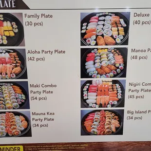 Party plate menu