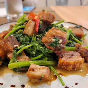 Morning glory and crispy pork: my personal favorite greens and a must try for those who never heard of it!