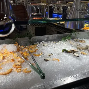 a variety of seafood on ice