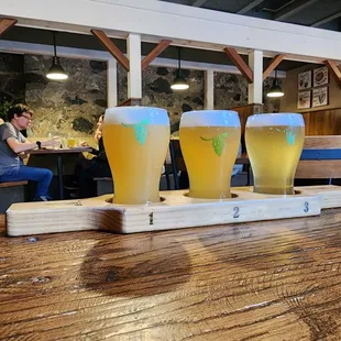 Draught Flight of Citra Splendor, Hillside Haze, and Farm Fuzz