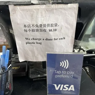 10 cents for each plastic bag!