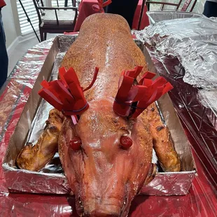 Medium sized roasted pig
