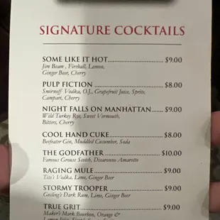 signature cocktails