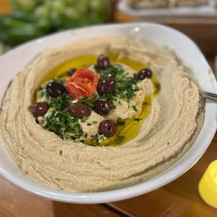 hummus and olives