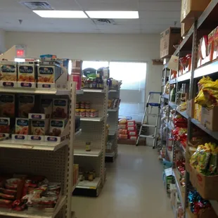 shelves in a store