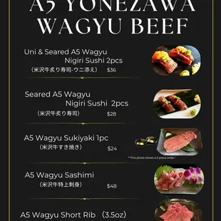 Limited-time Menu"A5 Yonezawa Wagyu Beef"
