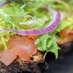 Salmon tartine, refreshingly bright for a lighter breakfast meal