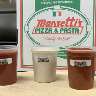 Our zesty marinara, Italian meat &amp; creamy Alfredo sauces are available for purchase by the quart!