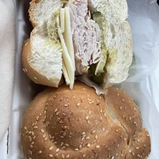 Turkey, provolone pickles &amp; deli dressing. Delicious
