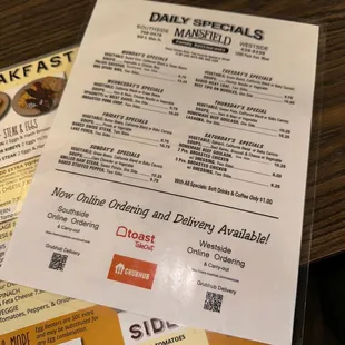 Daily menu specials