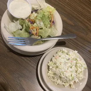 Side salad and coleslaw