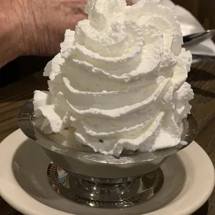 Rice pudding with generous whip cream