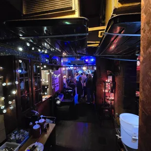 Looking into the bar from the restroom door