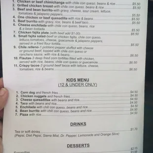 menu