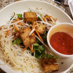 Tofu Bun (1/2 of it on plate - there&apos;s lots!)