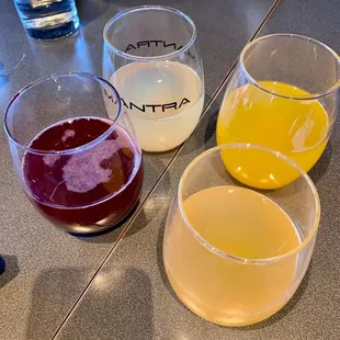 Blueberry, peach, blood orange, and mango mimosas!