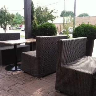 Outdoor patio with really comfy furniture